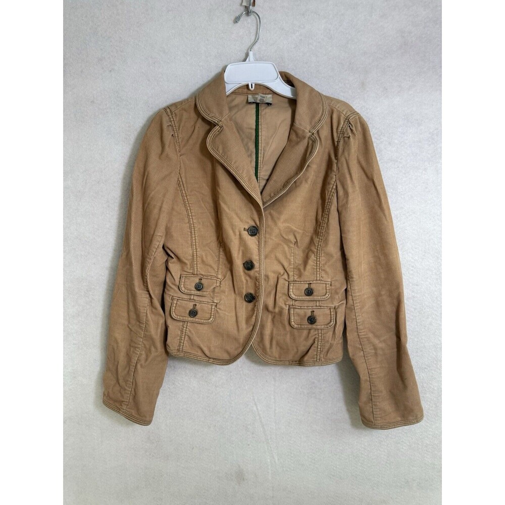 Ann Taylor Loft Jacket Tan Corduroy Button Down Classic Womens Size 10